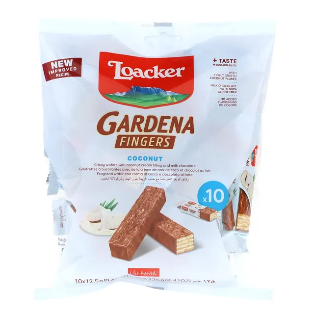loacker-gardena-fingers-coconut-wafer-cocco-e-cioccolato-al-latte-8x125g image 1