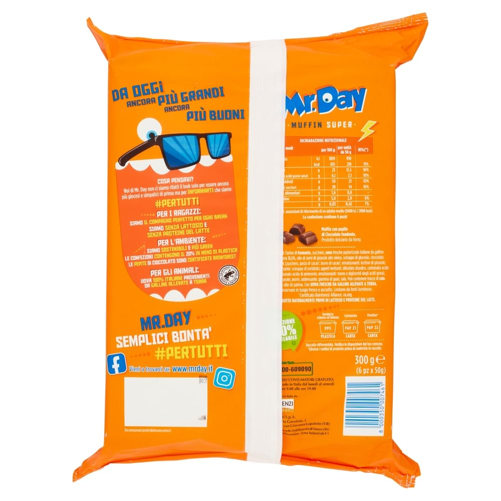 mr-day-muffin-super-con-pepite-di-cioccolato-fondente-6-merendine-300g image 3