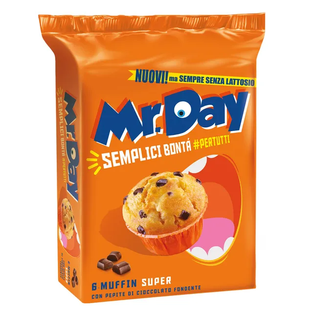 mr-day-muffin-super-con-pepite-di-cioccolato-fondente-6-merendine-300g image 1