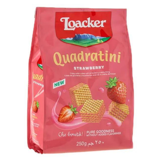 loacker-quadratini-fragola-wafer-con-crema-alla-fragola-confezione-250g image 1