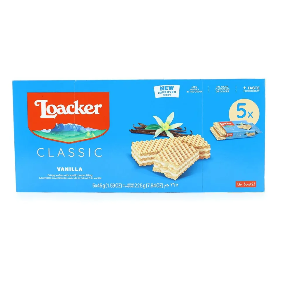 loacker-classic-vanille-wafer-vaniglia-5x45g image 1