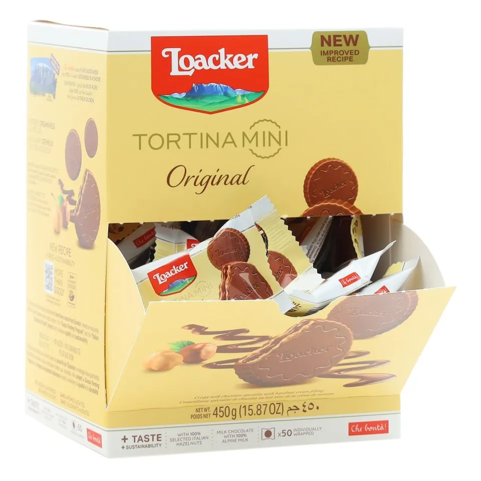 loacker-tortina-mini-original-con-cioccolato-al-latte-e-nocciola-50-monoporzioni image 1
