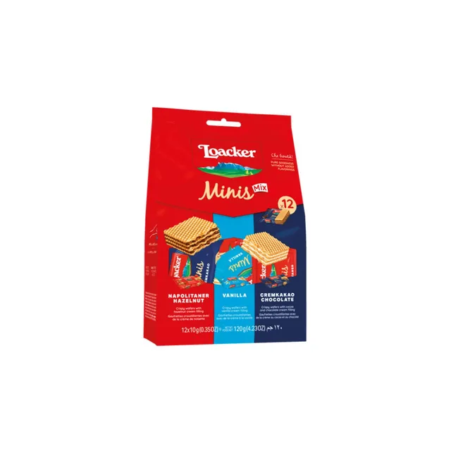 loacker-minis-mix-mini-wafer-cioccolato-nocciola-vaniglia-12pz-120g image 1